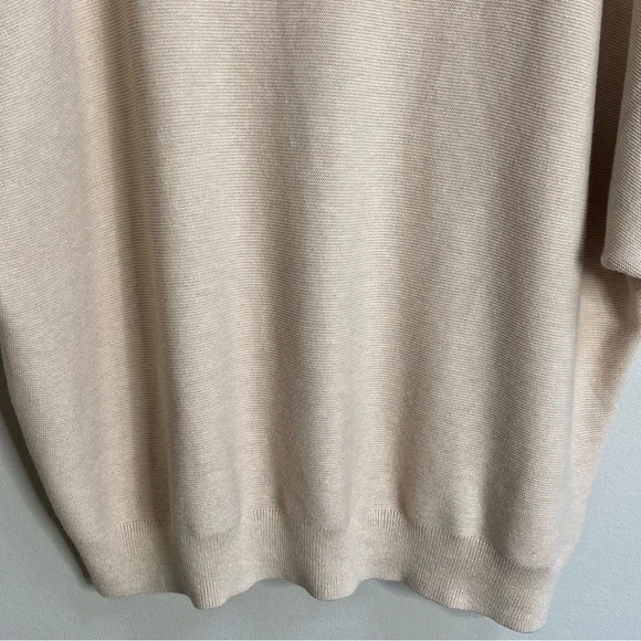 Quince Heather Oatmeal Lightweight Cotton Cashmere Link-Stitch Dolman Sweater XL - Picture 8 of 16